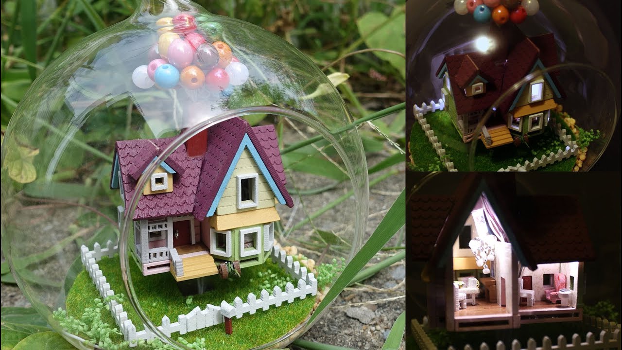 DIY Miniature House Floating in a Glass Ball with Working Lights