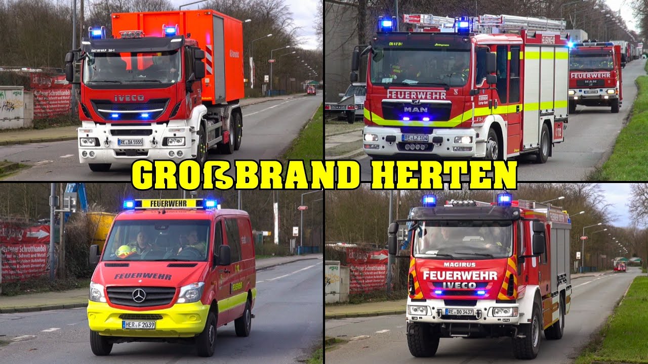 [ZENTRALLAGER in FLAMMEN] - Feuerwehren Kreis Recklinghausen & Herne zum GROSSBRAND nach HERTEN!