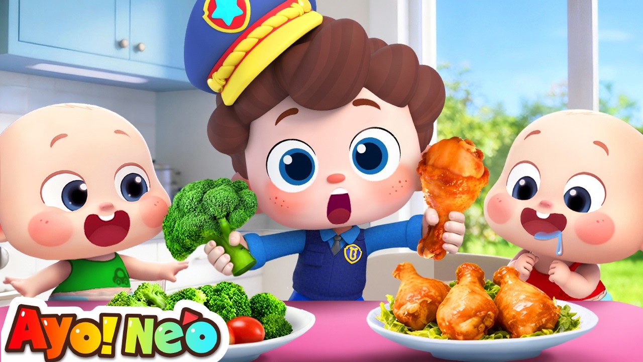 Polisi Suka Makanan Sehat🥦🥬🥩| Lagu Lucu | Lagu Anak-anak | Ayo！Neo | Yes！Neo Bahasa Indonesia