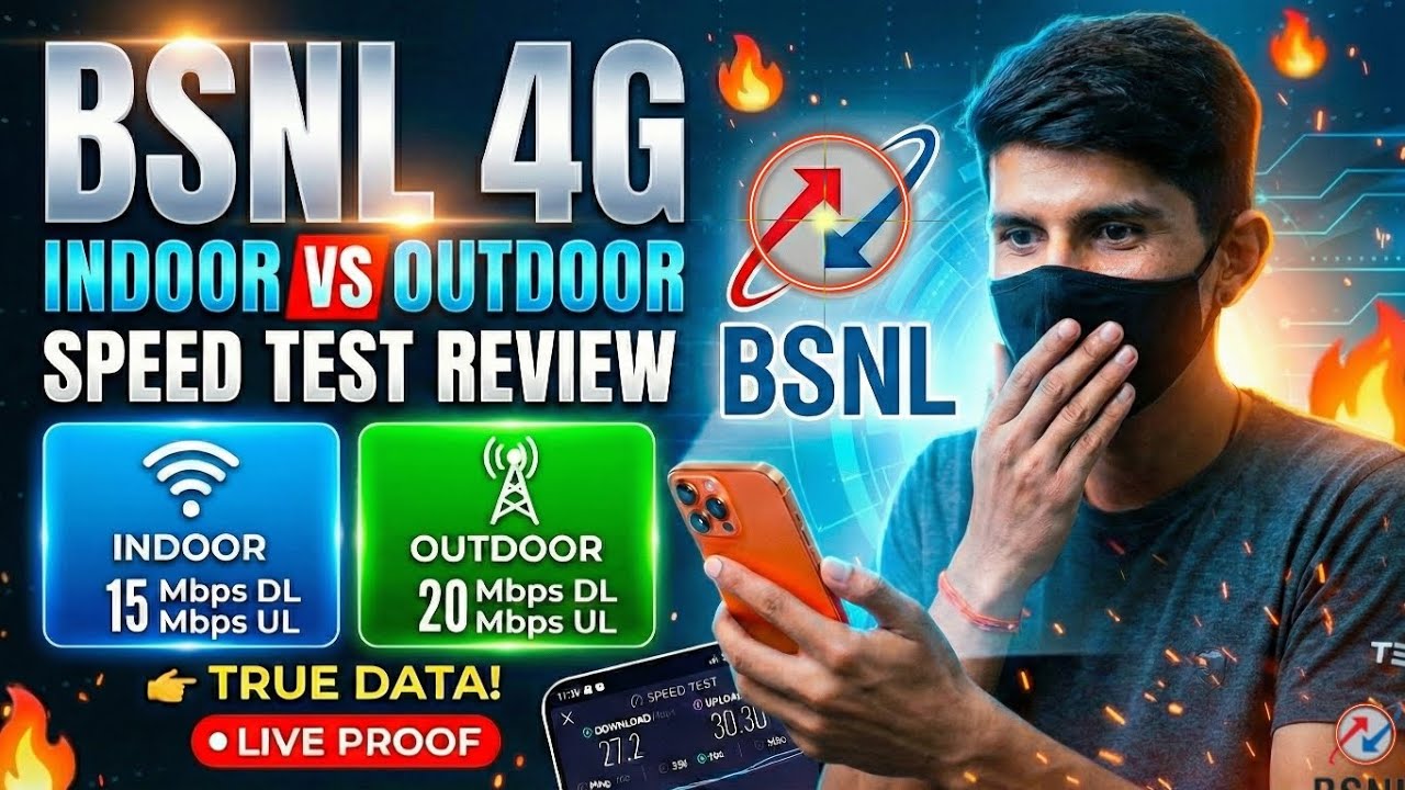 BSNL 4G Network speed test Indoor Vs Outdoor In 2026 Live . BSNL network review ! Network Candition.