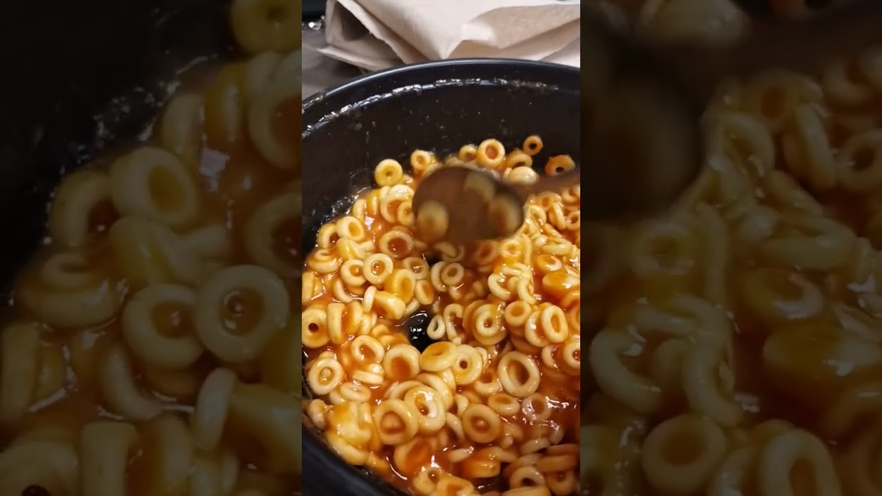 #asmr spaghetti Os for dinner