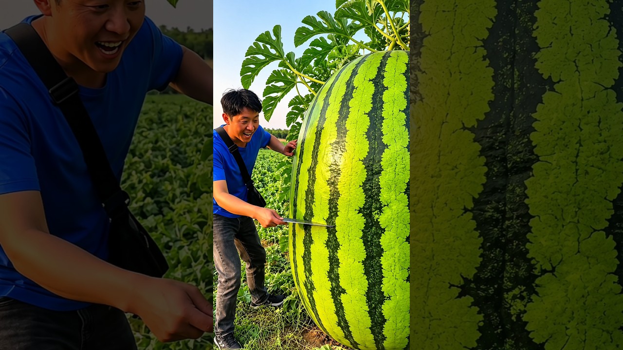 Czy widziałeś kiedyś tak dużego arbuza? 🍉 Niesamowity film o owocach #owoce #arbuz #kr&oacute;tkiefilmy
