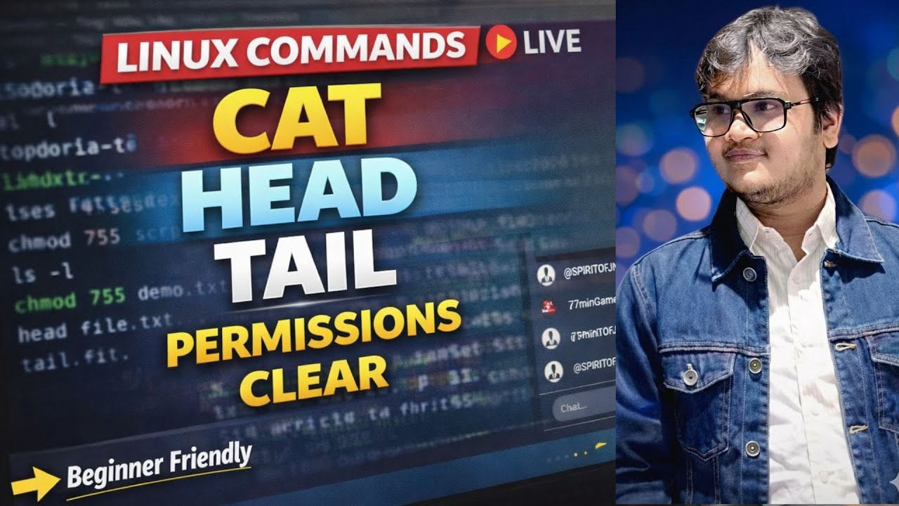 Linux File Permissions + cat head tail Commands | DevOps Beginners Class (Hindi)