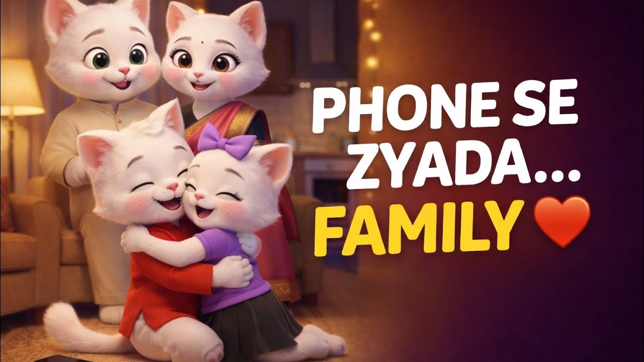 Phone Se Zyada Family ❤️ | Emotional Cartoon Story | Kids Moral Video