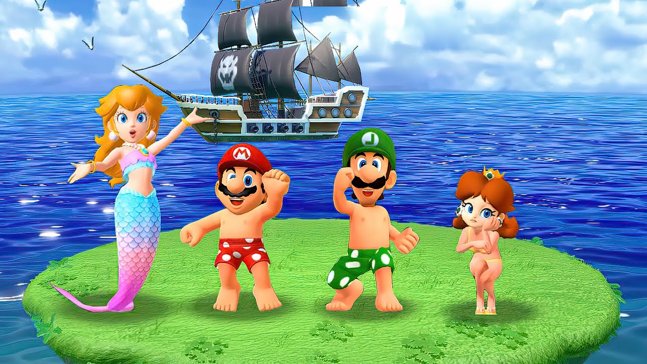 Mario Party Superstars Minigames Battle - Mermaid Peach Vs Mario Vs Luigi Vs Daisy (Hardest CPU)