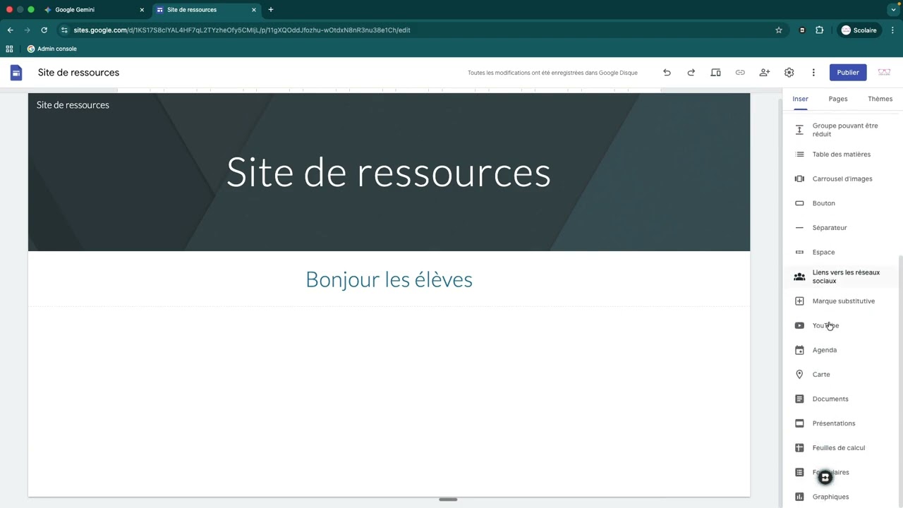 Exporter vos créations Gemini Canvas dans Google Sites