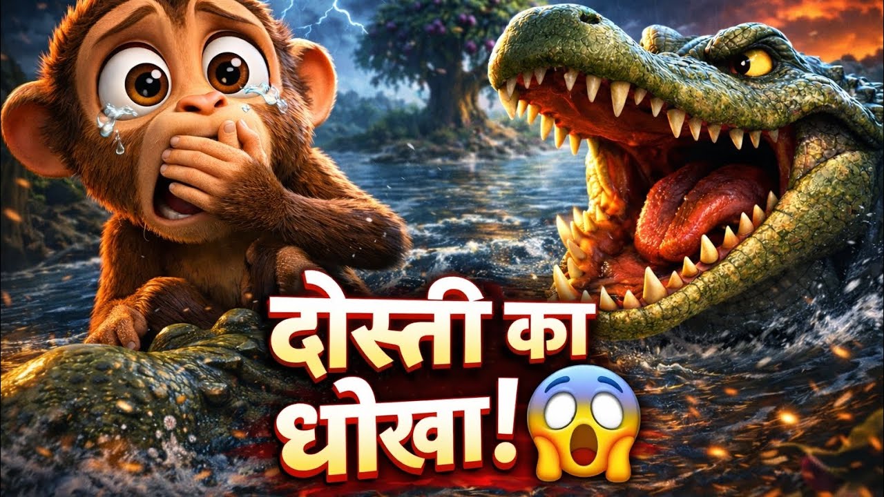बंदर और मगरमच्छ की कहानी 🐒🐊 | दोस्ती का धोखा 😱 | Moral Story | हिंदी कहानी | Stories Boundless 