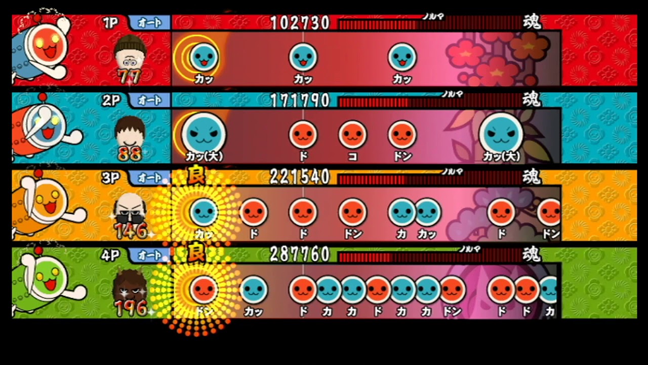 【太鼓の達人 Wii4】タイコタイム(裏譜面)【全難易度同時再生】