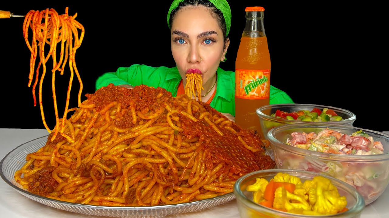 MUKBANG ASMR SPAGHETTI 🍝 موکبانگ ماکارونی/ اسپاگتی