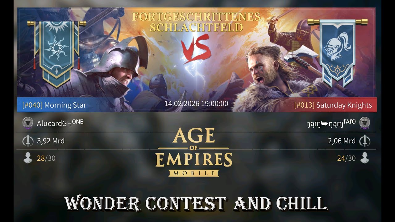 Livestream 14.02.2026 - Valentinstag Wonder Contest vs. S13 | Age of Empires Mobile