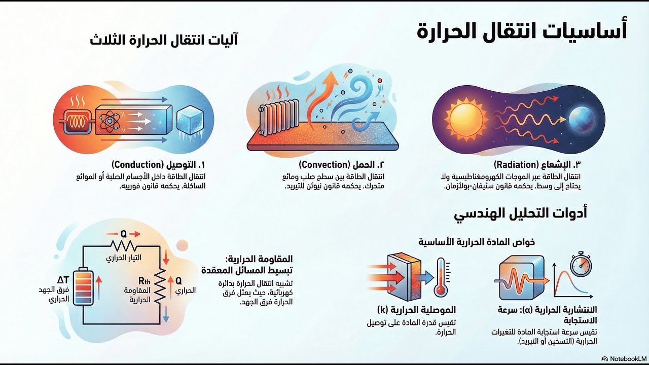 مبادئ وأسس انتقال الحرارة والتحليل الرياضي للأنظمة الحرارية
