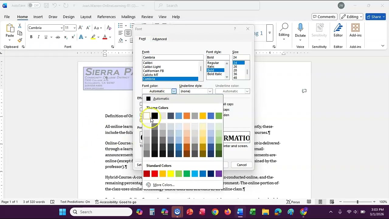 Word Ch1 Guided Project 1-2, Steps 1 - 8g