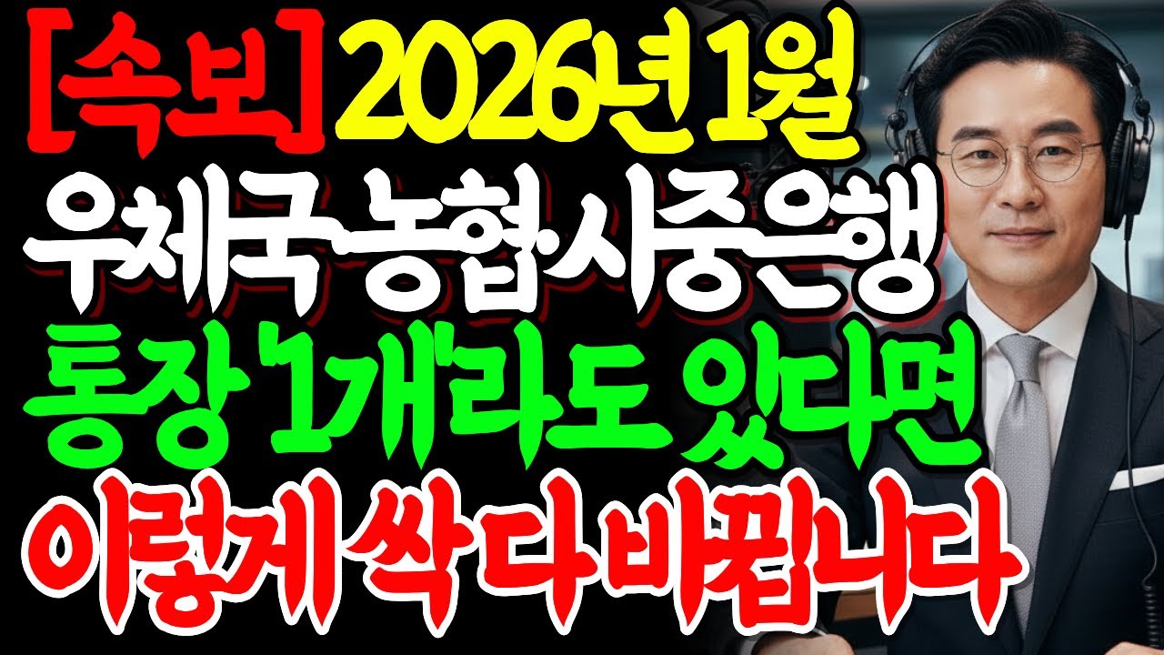 [ 속보 ] "99%가 모르고 당한다" 2026년, 우체국·농협·새마을금고 통장 '1개'라도 있다면 당장 '이것' 신청하세요 현금인출 vs 손바닥 인증 | 노후준비 | 오디오북