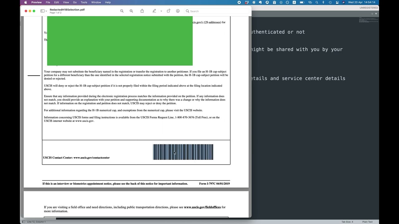 H1B Selection Notification(I-797C) Validation