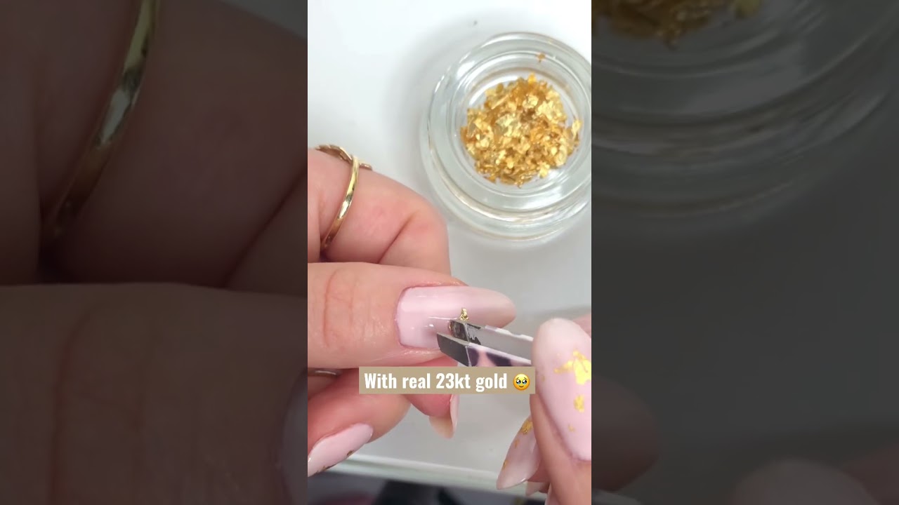 The MOST EXPENSIVE NAILS I&rsquo;ve ever done 💸🥹 23kt Gold foil nails tutorial #goldnails #nails #shorts