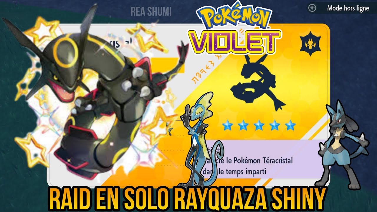 Raid Teracristal 5 étoiles Rayquaza Shiny toute seule | Pokémon Violet hors série