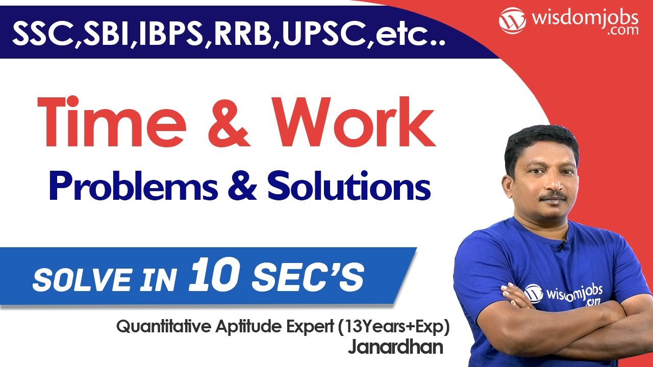Time and Work Problems and Solutions | 19 March 2020 @Wisdom jobs