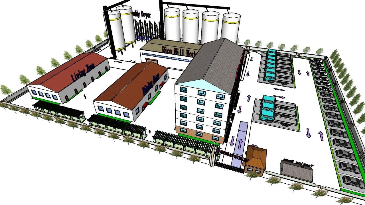 Rice Mill Plant Turnkey Project 3D Layout