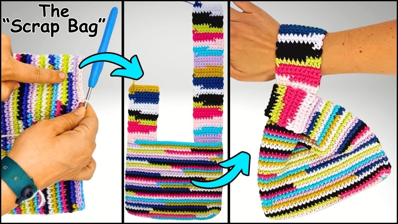 How to Crochet a Japanese KNOT BAG in Scrap Yarn