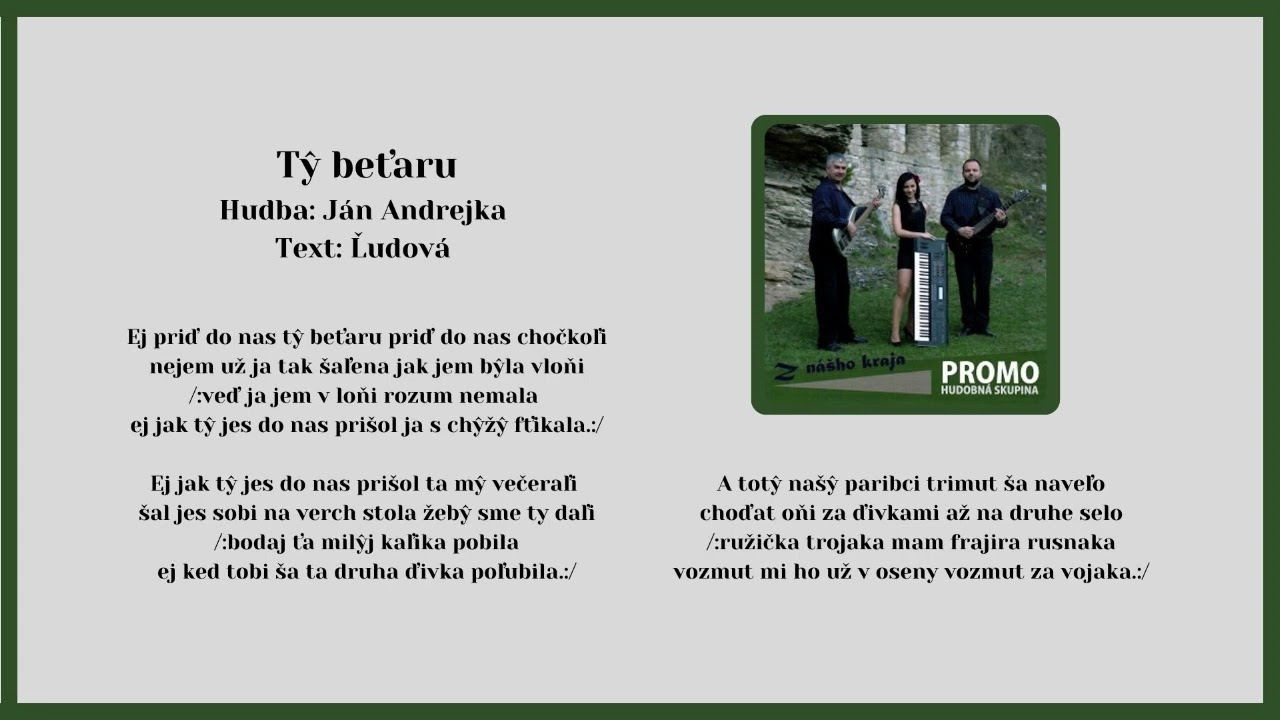 PROMO, Tŷ beťaru, hudba Ján Andrejka DiS art., text ľudový, Videorohaľ