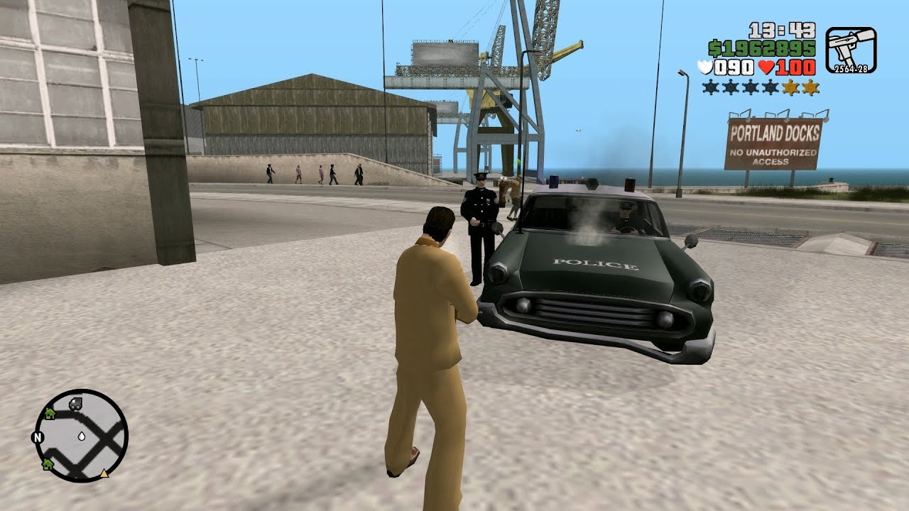 GTA Liberty Wiseguy Tommy Vercetti Перестрелка с полицией + Побег с шестизвездочным уровнем розыска