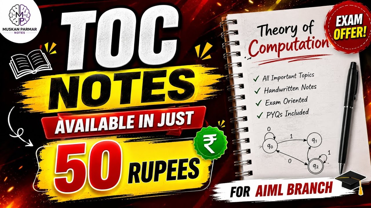 Theory of Computation [TOC] Notes + PYQ's solution [ Handwritten] !!!! How to purchase it????