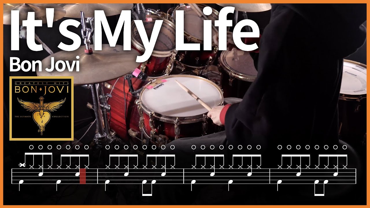 437.Bon Jovi(본조비) - It's My Life 드럼커버 【★★☆☆☆】 drums tutorial 드럼 악보 【TAB】