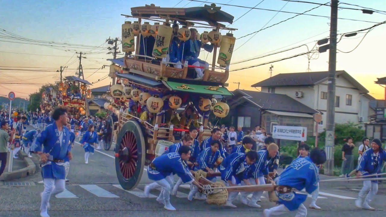 2024.9.04 新潟県 村上市 瀬波大祭 学校町交差点 おしゃぎり/屋台 (学校町·瀬波上町·瀬波新田町·瀬波中町·瀬波浜町)