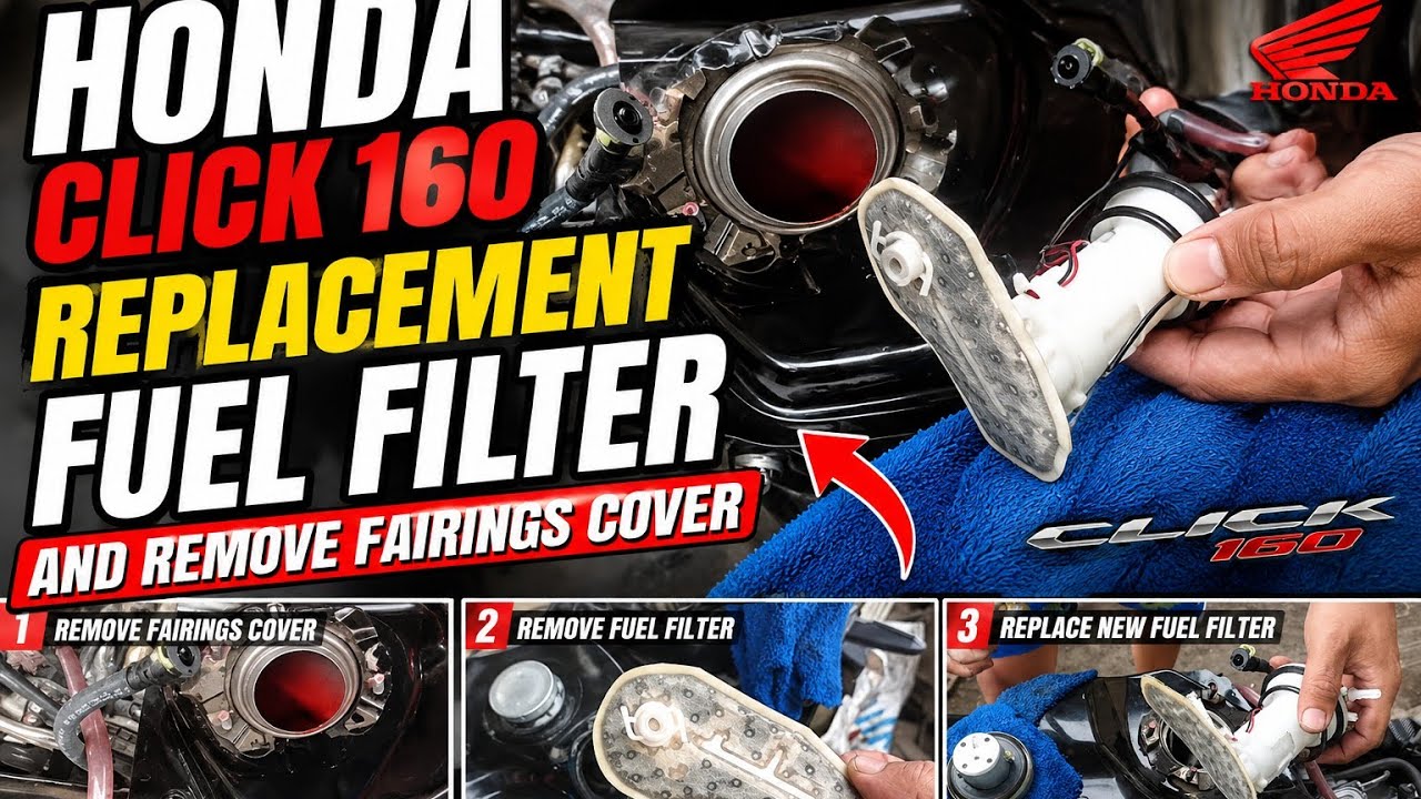 Honda Click 160 matte red | replacement fuel filter remove fairings #youtube#subscribe#change