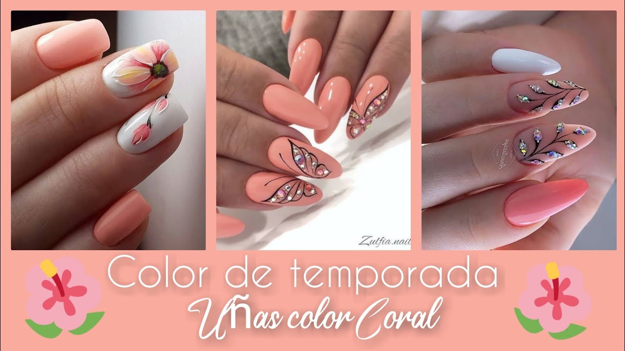 ❤️TENDENCIA EN UÑAS 2021❤️ COLOR CORAL/TREND NAIL 2021 CORAL/#nails #acrylicnail #fashionnail