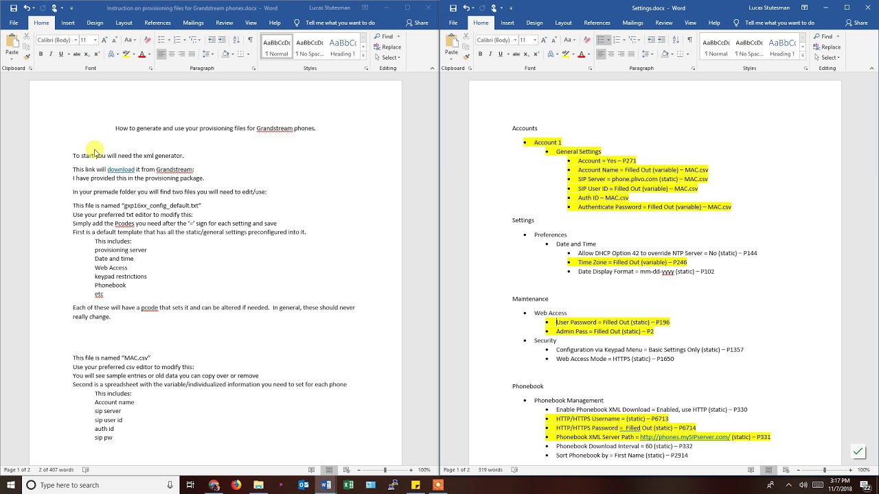 Grandstream Provisioning Files