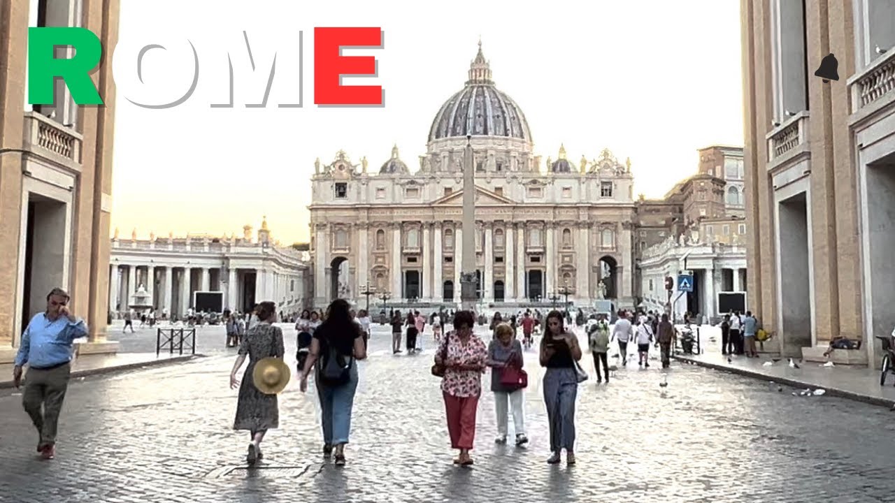 4K HDR ROME Walking Tour the St. Peter's Basilica Vatican Sunset City Italy