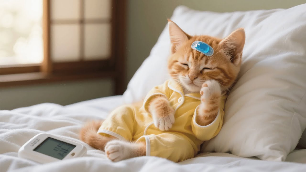 Ginger Kitten Had a Fever While Mama Cat Was Away — But She Knew How to Care for Herself 🐱🌡️