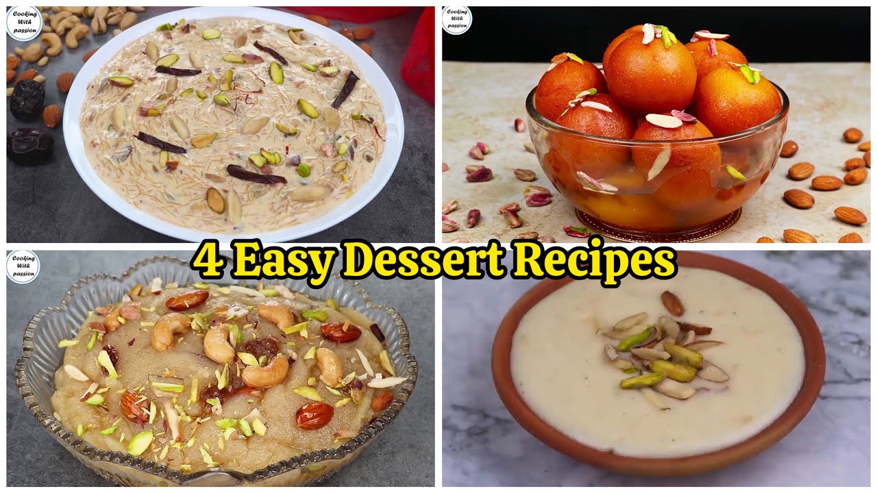 4 Easy Dessert Traditional Recipes for Eid Dawat Menu by Cooking With Passion Sheer Khurma, Firni