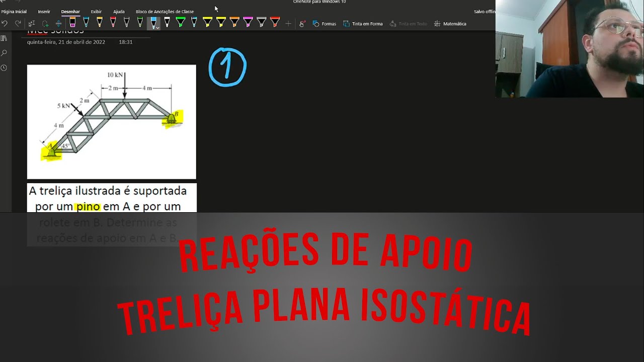 Reações de apoio - Treliça plana isostática