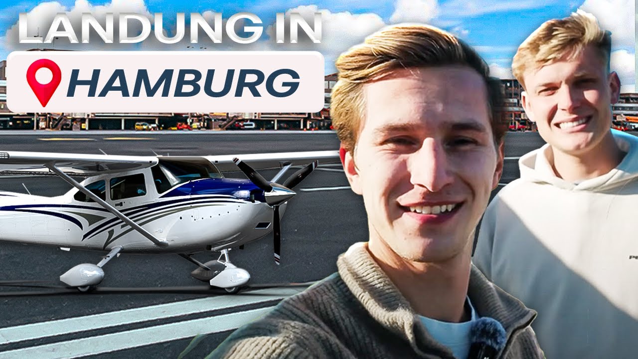 Wir landen mit einer kleinen Cessna am Flughafen Hamburg (EDDH)