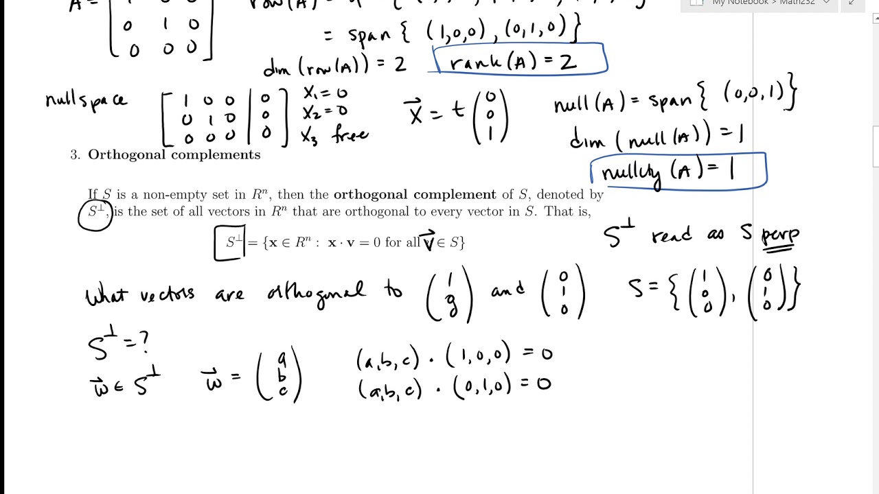 SFU MATH 232 7.3 Fundamental Spaces of a Matrix