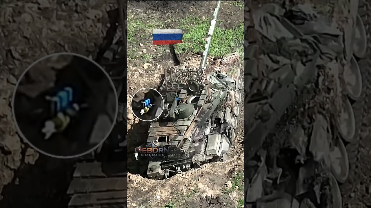 THIS RUSSIAN T-90 TANK DESTROYED BY UKRAINIAN DRONE