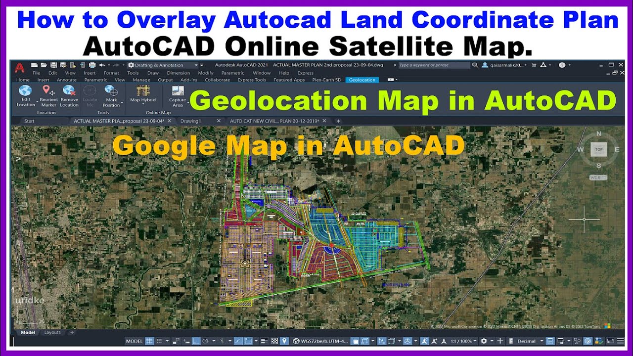 How to Overlay Autocad Land Coordinate Plan in AutoCAD Online Satellite Map. | Geolocation Map.