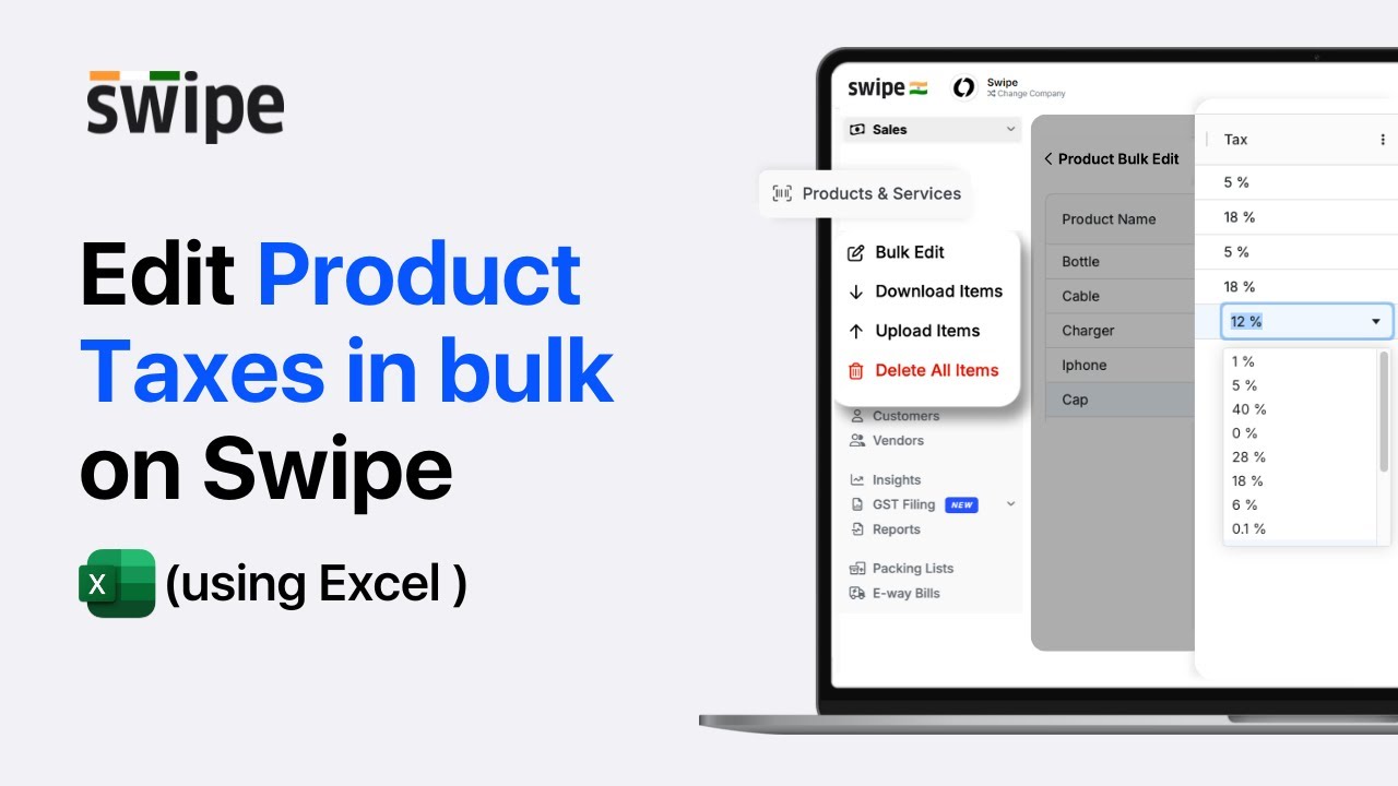 How to edit product taxes in bulk via Excel | Swipe
