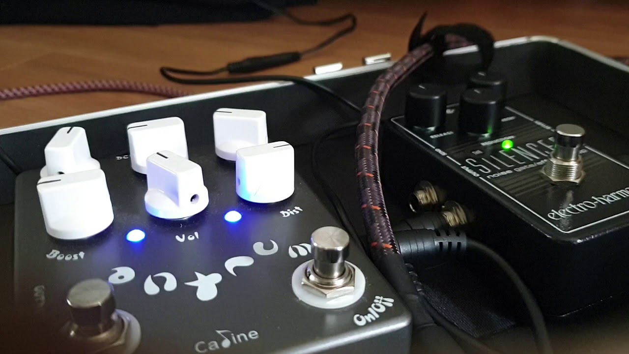 Caline CP-15 Tantrum guitar pedal on my board with an EHX Silencer noise gate (demo)