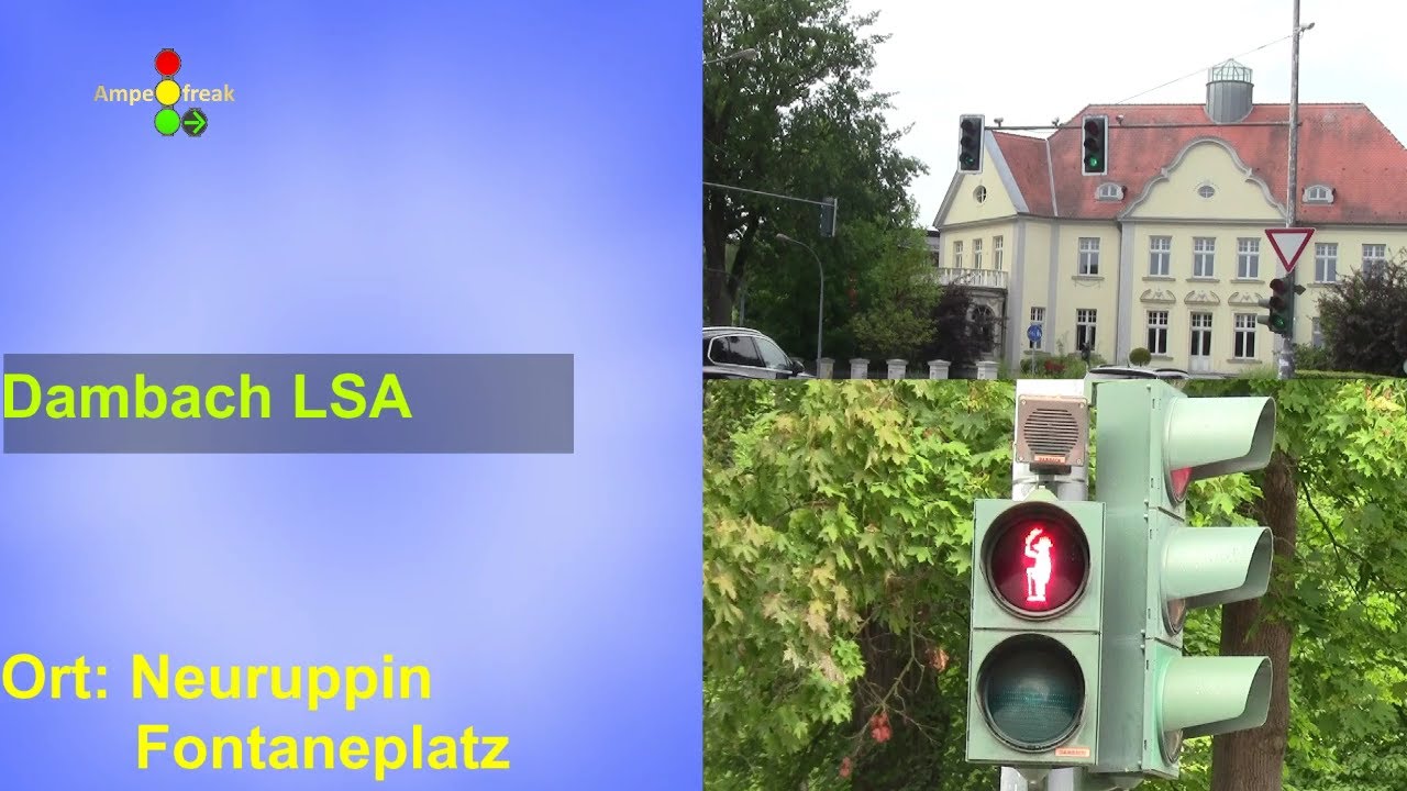 Dambach LSA mit Fontane Männchen am Fußgänger SG am Fontaneplatz Neuruppin (Stand August 2024)