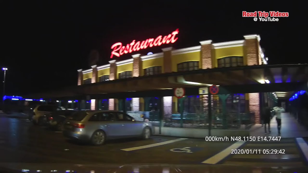 from Oldtimer Autohof Oed (Austria) to Rasthof Bayerischer Wald (Germany) Night drive