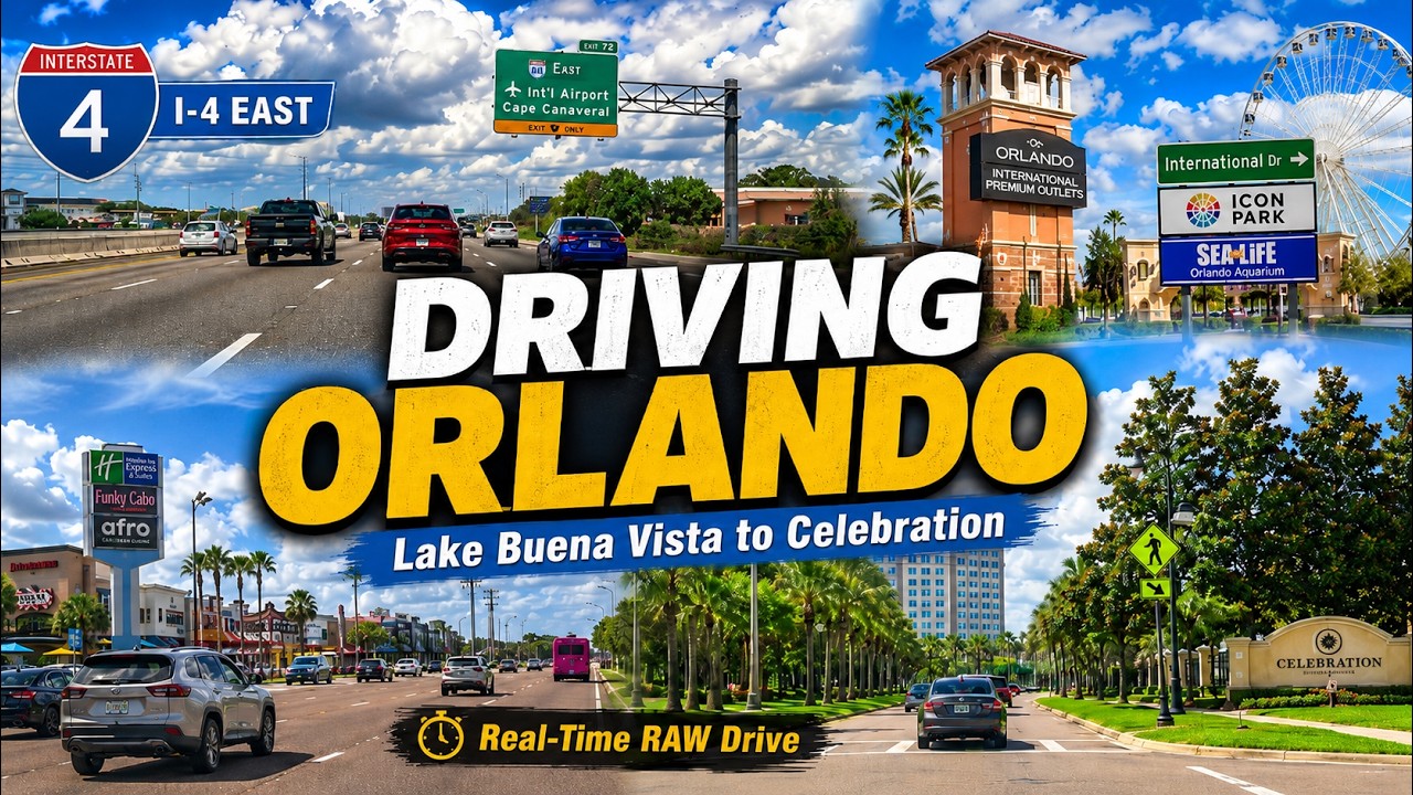 ⁴ᴷ RAW Video #16 - Driving Orlando in Real Time | I-4 East to International Drive & Celebration