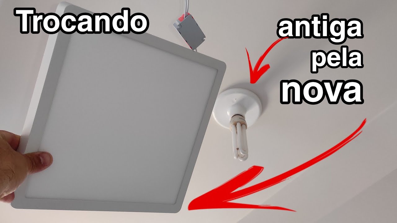 trocando lâmpada comum por uma luminária de sobrepor de led no quarto do meu apartamento