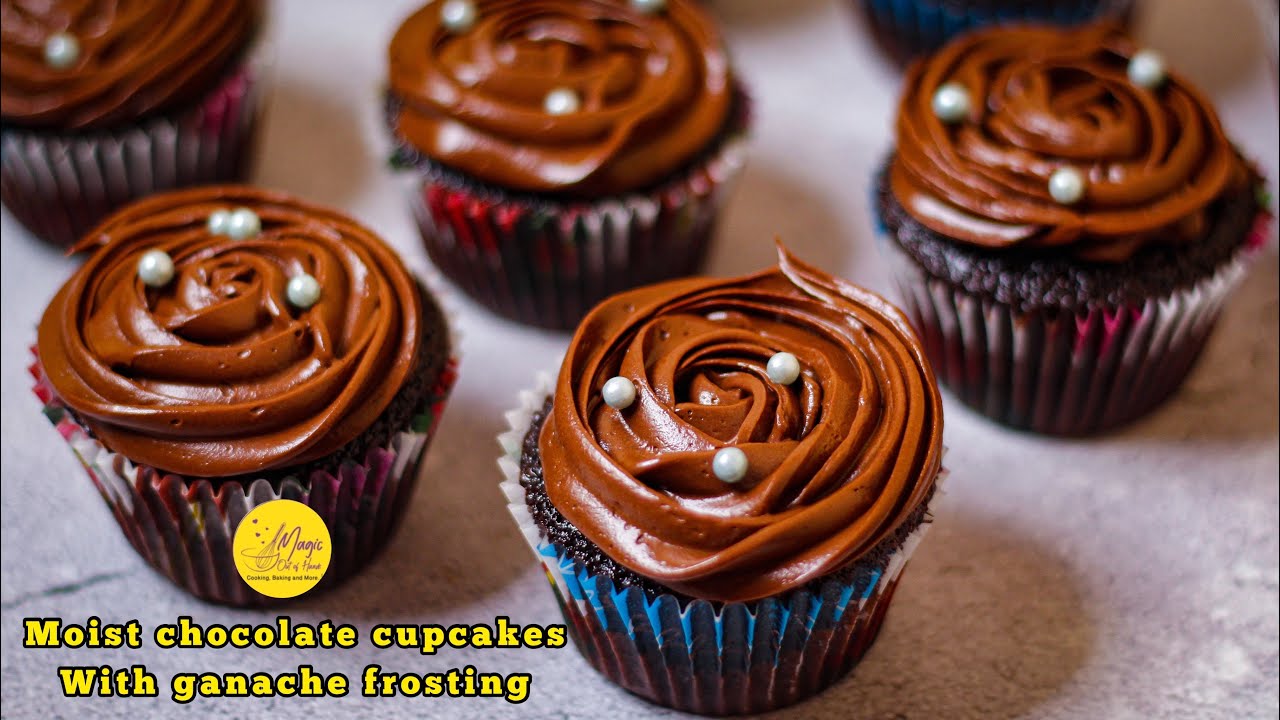 Super moist chocolate cupcakes with ganache frosting / chocolate truffle cupcakes /Ganache cupcakes