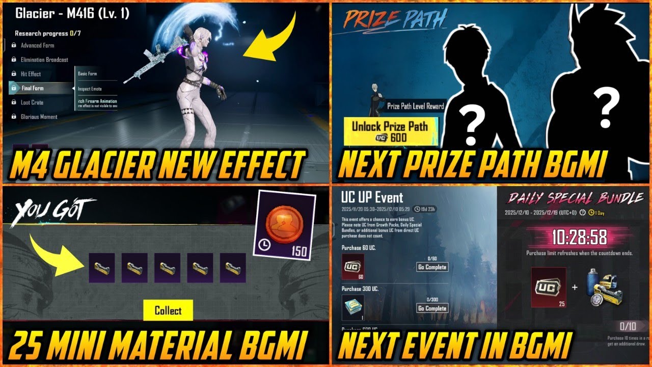 🔴 M4 Glacier With Switch Animation Soon | Uc Up Event BGMI | Next Prize Path Bgmi | New Lucky Spin