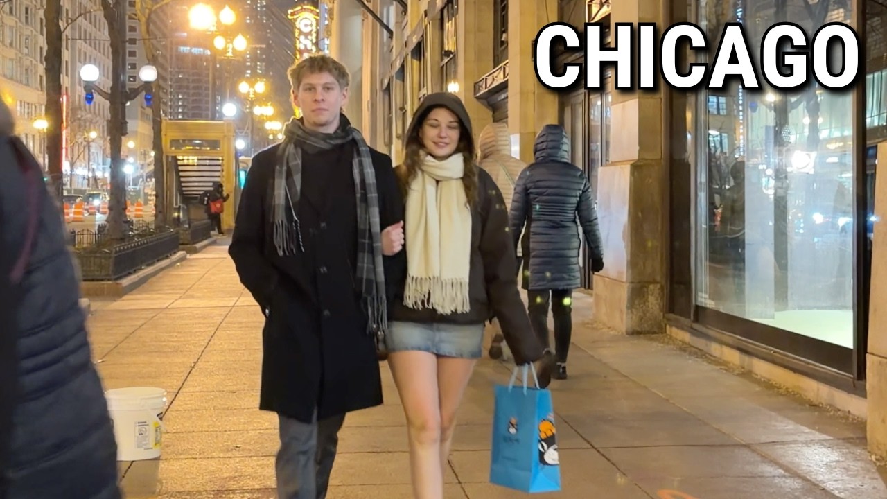 Evening In Chicago 🥶 Cold Downtown Walking Tour On Saturday (February 21, 2026) 4K City Sounds