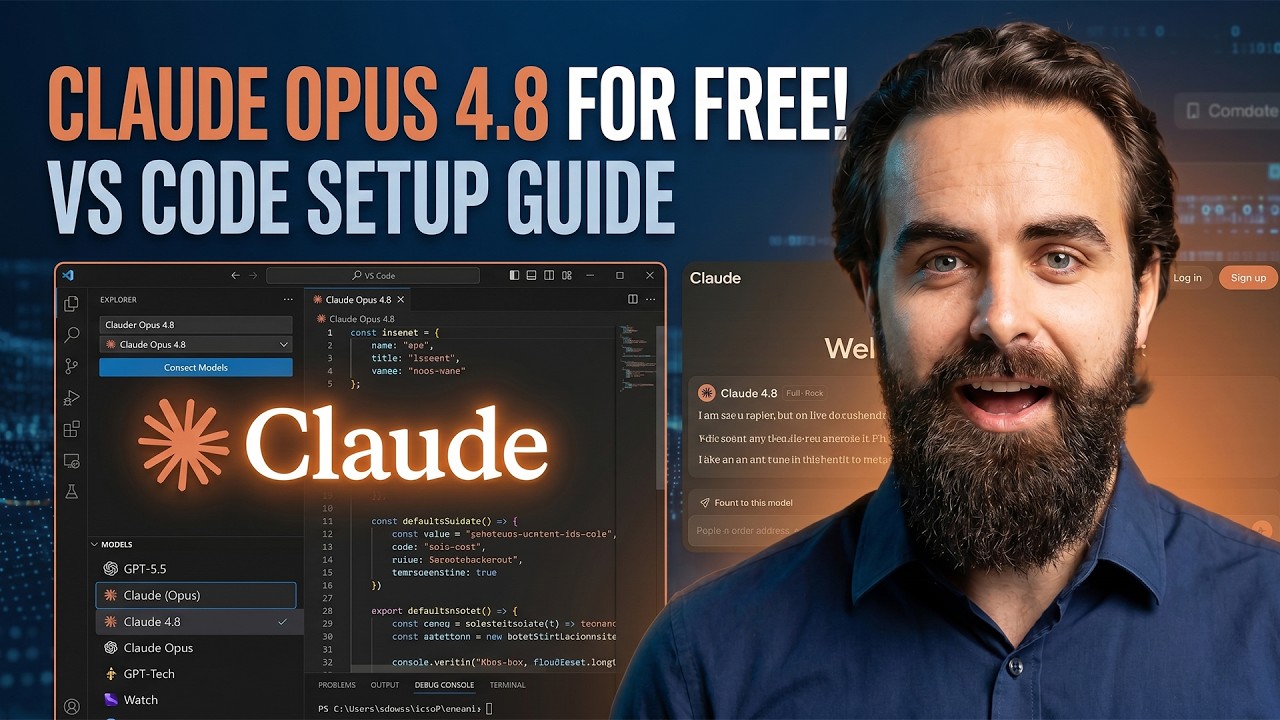 How I Got Claude Opus 4.8 Working for Free #Claude #ClaudeOpus48 #VSCode #AI #Coding