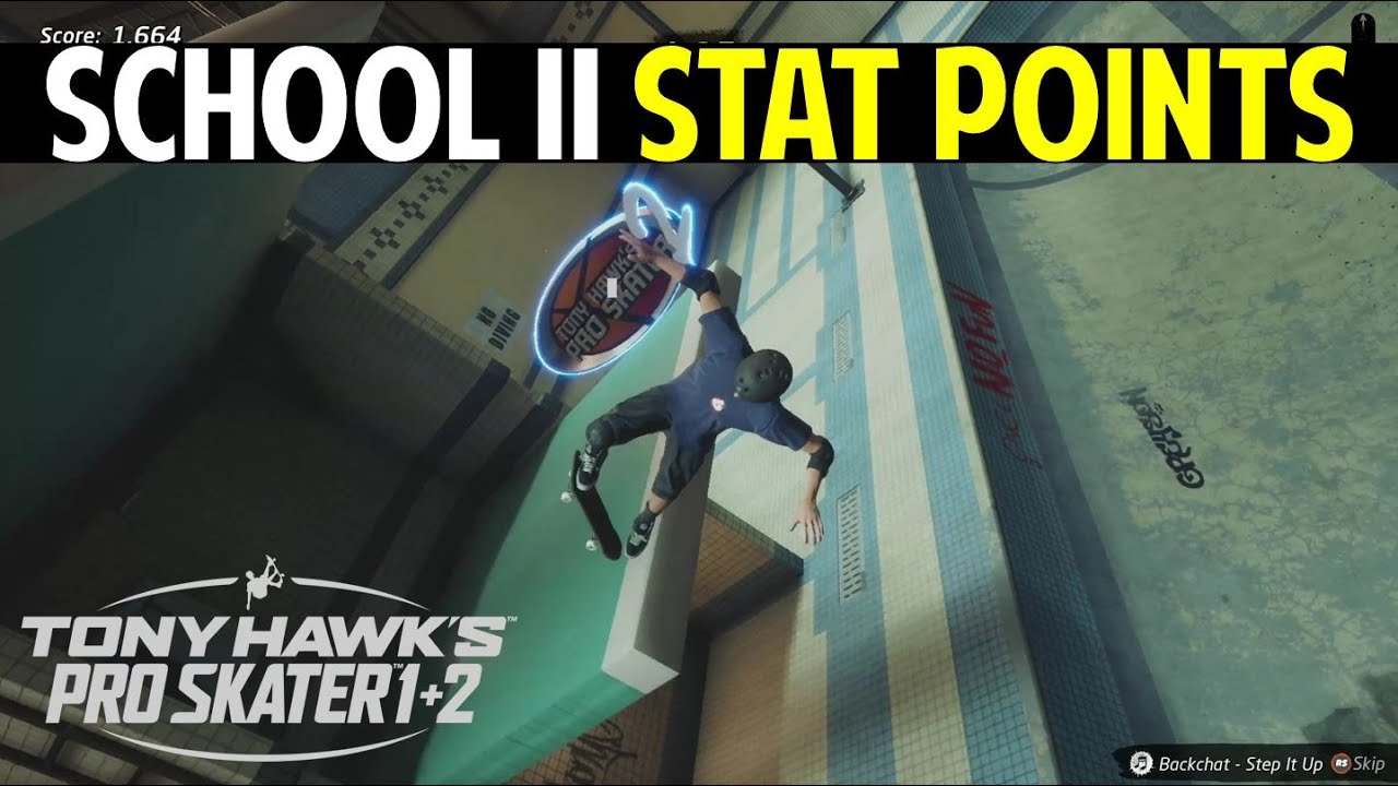 SCHOOL II: How to Collect 4 Stat Points | Tony Hawk's Pro Skater 1+2 (Stat Points Location)